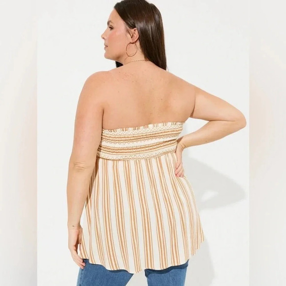 Torrid Ember Stripe Rayon Slub Smocked Tube Top Plus Size 3X NWT - Picture 3 of 9
